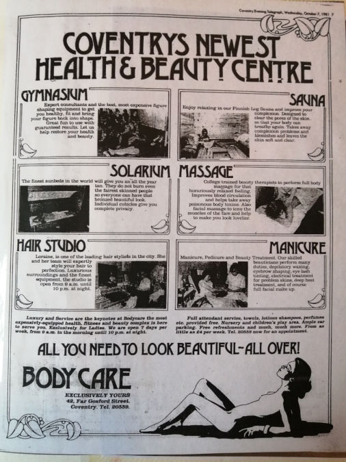 Body Care – 1981 advert in Coventry Evening Telegraph
